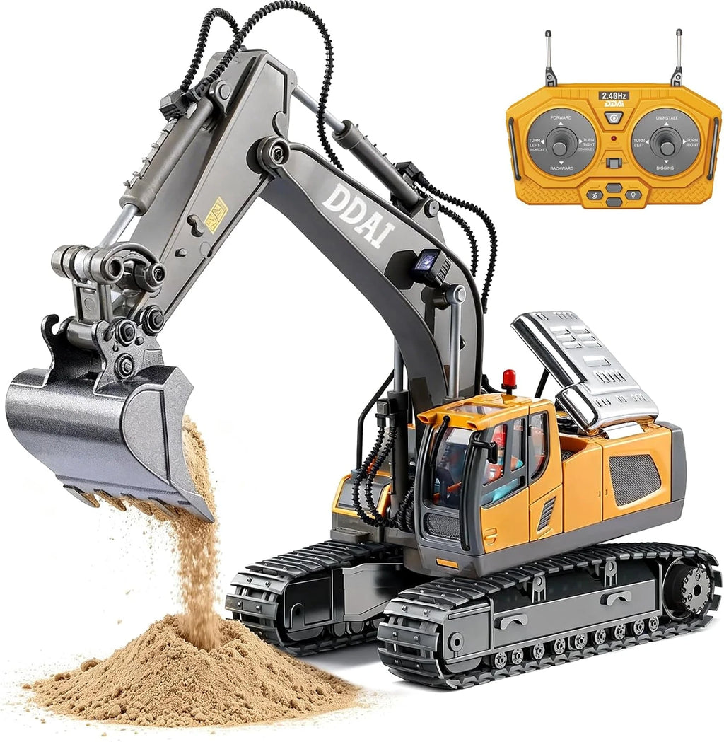 DDAI Remote Control Excavator Toys for Boys 4-7 8-12, Kids Birthday Gift