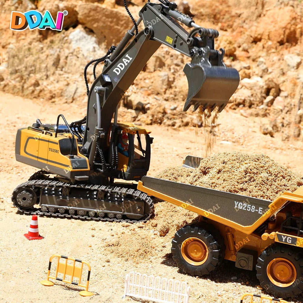 DDAI Remote Control Excavator Toys for Boys 4-7 8-12, Kids Birthday Gift