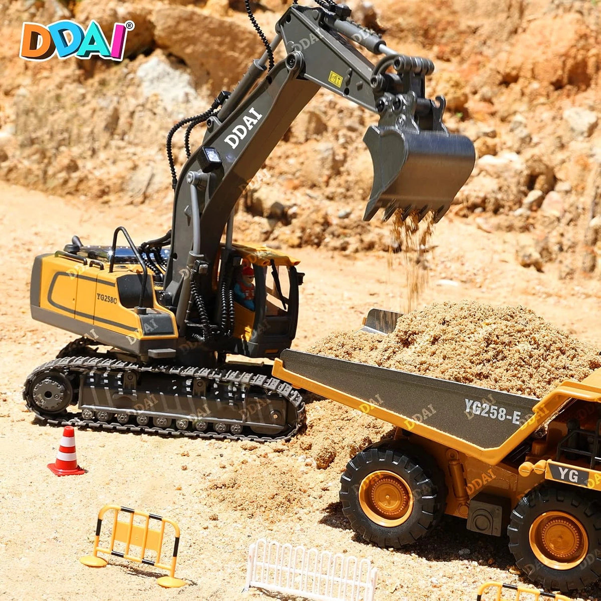 DDAI Remote Control Excavator Toys for Boys 4-7 8-12, Kids Birthday Gift